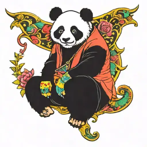 Panda Wearing Colourful Flared Pants