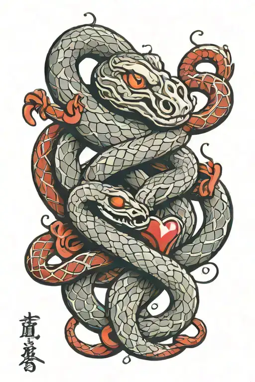 Heart And Snake Coiled