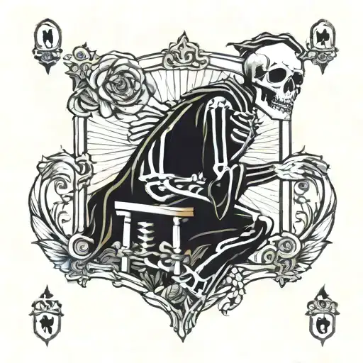 Skeleton On Tarot Card Deck