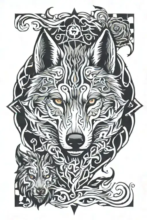 Jungle Fire And Wolf Face