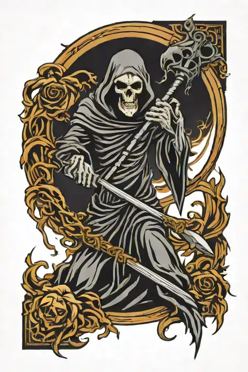 Grim Reaper Holding A Scythe