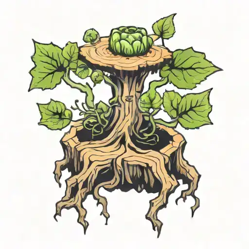 Tree Stump With Living Sprout Growing