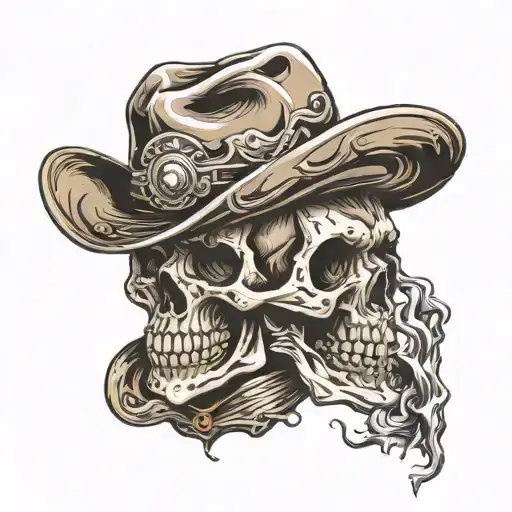 Skull Wearing Cowboy Hat