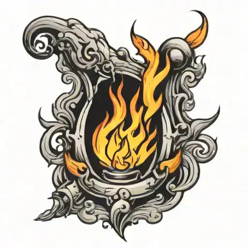 Black And Drawing Fire Flame