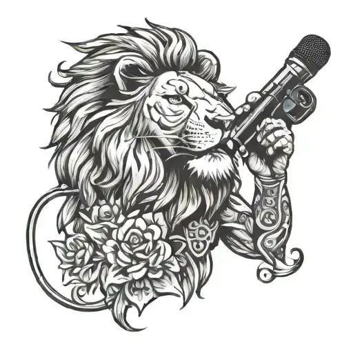 Lion Holding Karaoke Microphone Singing