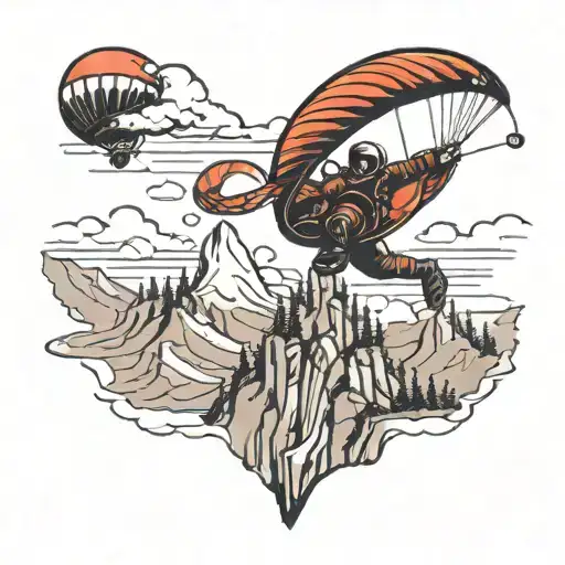 Paraglider Flying Over A Mountain