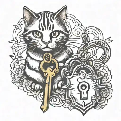 Cat Key And Lock Design Simple Small