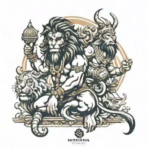 Cinema Art Lion Hanuman Shiva Mountains Sea