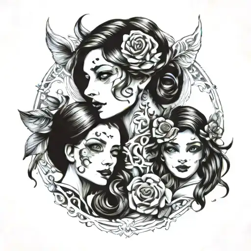 Mother Two Daughters