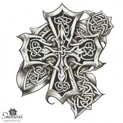 Celtic Cross With Eas And Las Hidden In Drawing