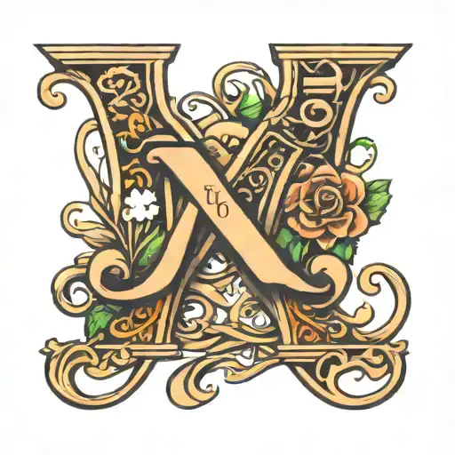 Dad Tatto Design With V Letter