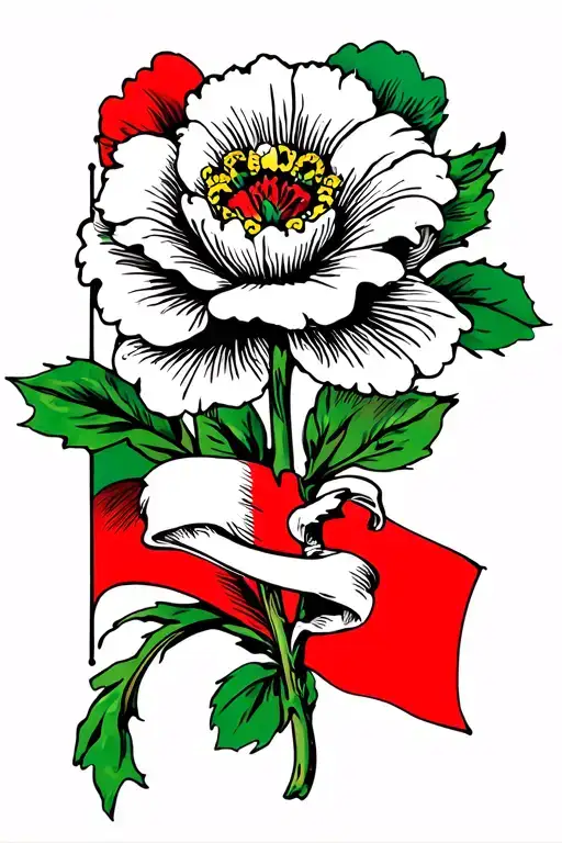 Italian Flower With Italian Flag