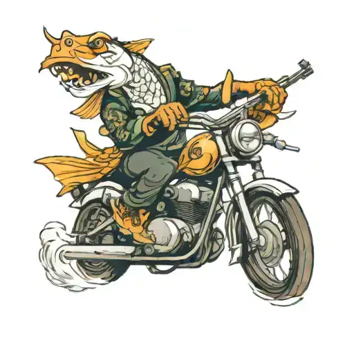 A Koi Fish Playing A Guitar On A Motorcycle