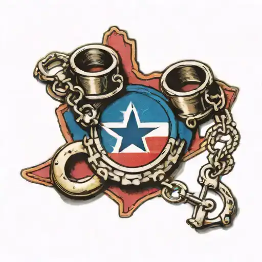 Texas Flag And Handcuffs Memorial