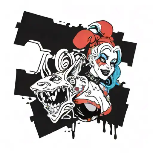 The Image Of Harley Quinn And Border Surrounding Says Babee You Ain't Even A Little Crazy