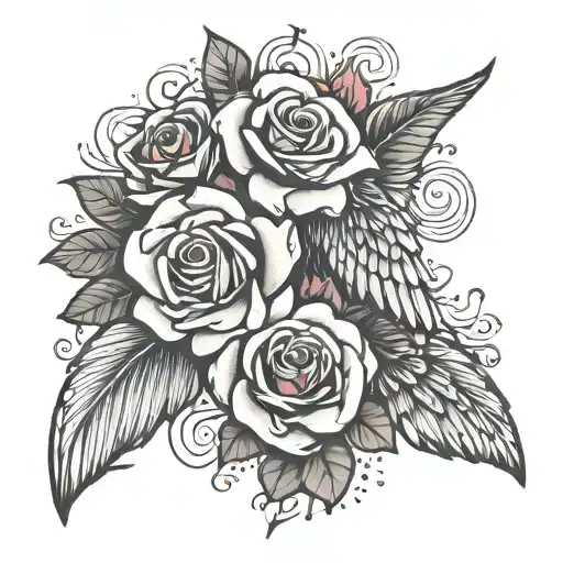 Rose And Angel Wing