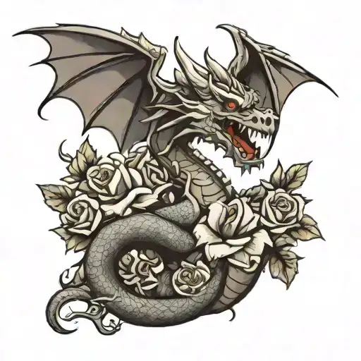 Dragon With Roses