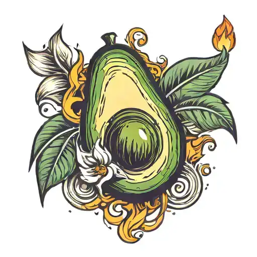 Avocado And Fire Flames