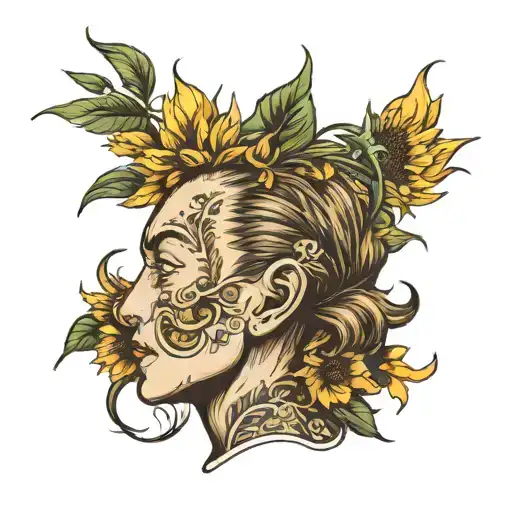 Sunflower On Back Of Head