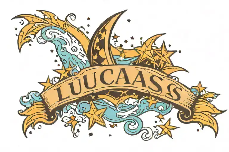 Lucas Name With Stars And Moon
