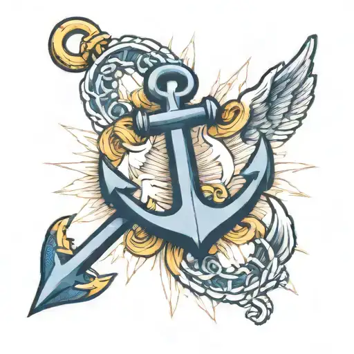 Navy Anchor Angel Wings