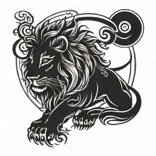Leo Zodiac Symbol Incorporating Elements