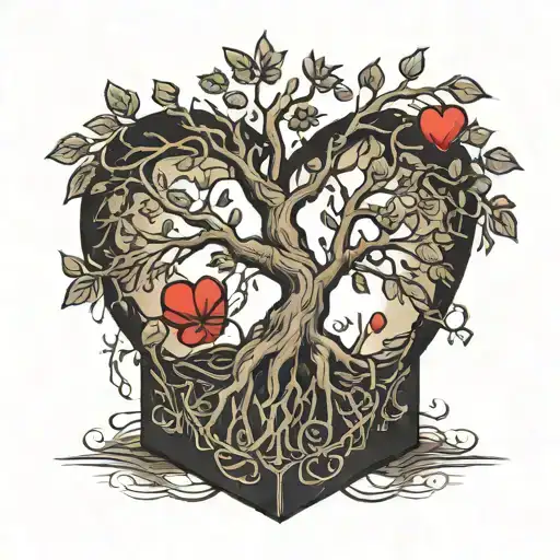 A Tree In A Black Box With Its Branches In A Heart Shape
