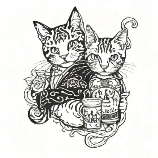 Cat Beer Tattooo Liebe Partner