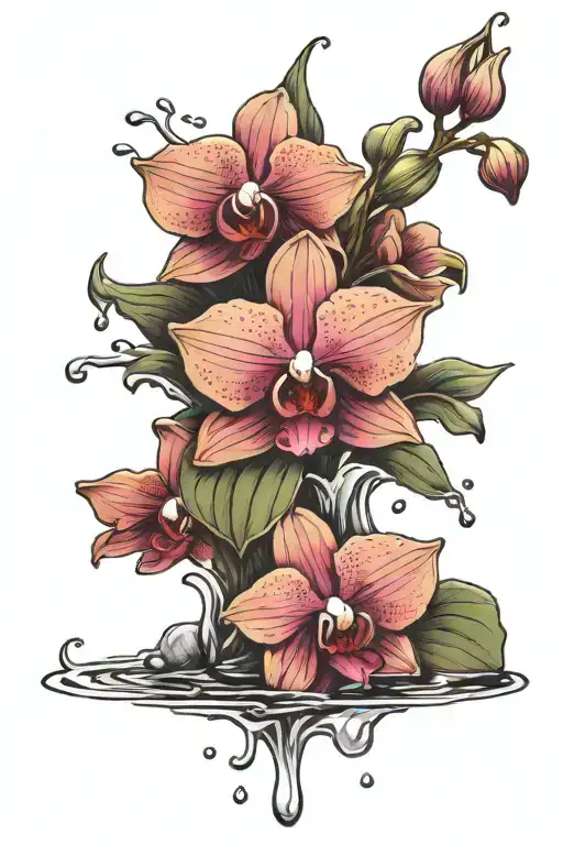 Orchid In The Form Of Water With Fish