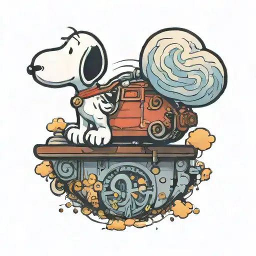 Snoopy With Becky Hovering Over It