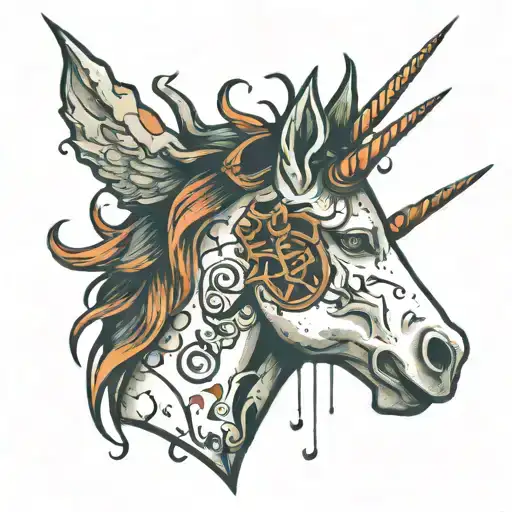 Decaying Unicorn Profile With Sharp Horn And The Word Cory Hidden In It