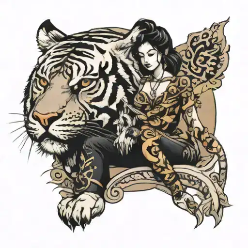 Tiger And Woman