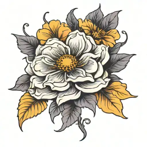 Primrose Cosmo Violet Marigold Black And White