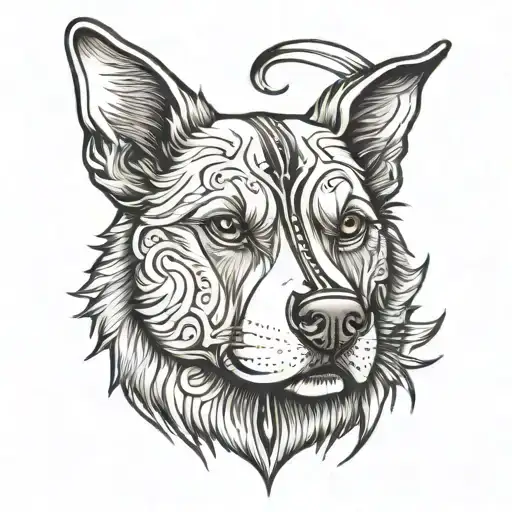 Dog Head With Two Black Line On Face