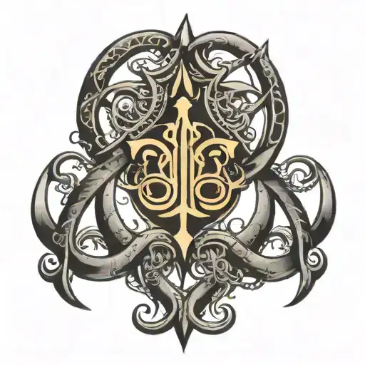 Unalome Symbol Merged With Trishul Trident