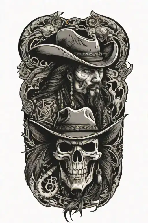 Cowboy And Pirateand Native American Outlines