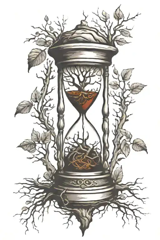 Hour Glass With Tree Roots Growing Inside