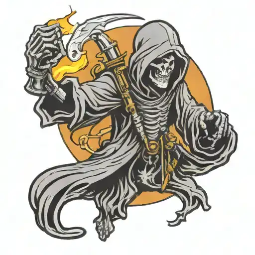 Grim Reaper Crushing A Bomb In Hand