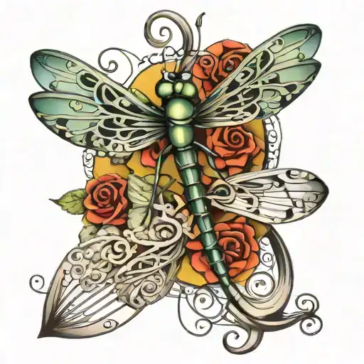 Dragonfly With Music Note Intertwined