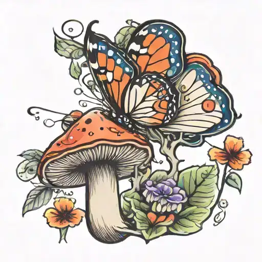 Tree Mushroom Butterfly
