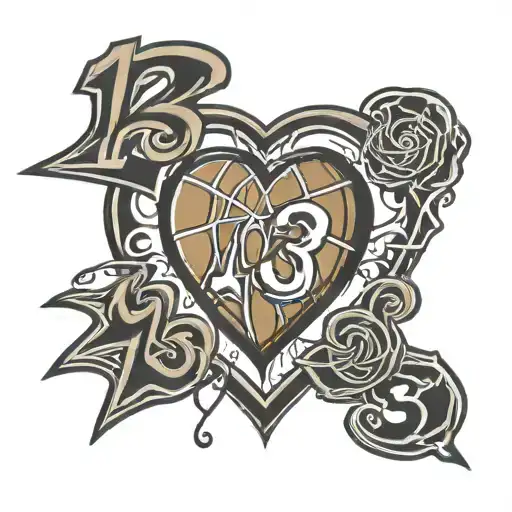 Basketball Love Heart With Number 13 Incorporated