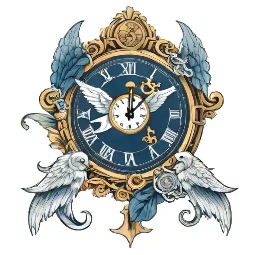 Navy With Angels In The Clock Face