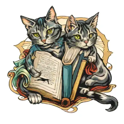 Cat And Book