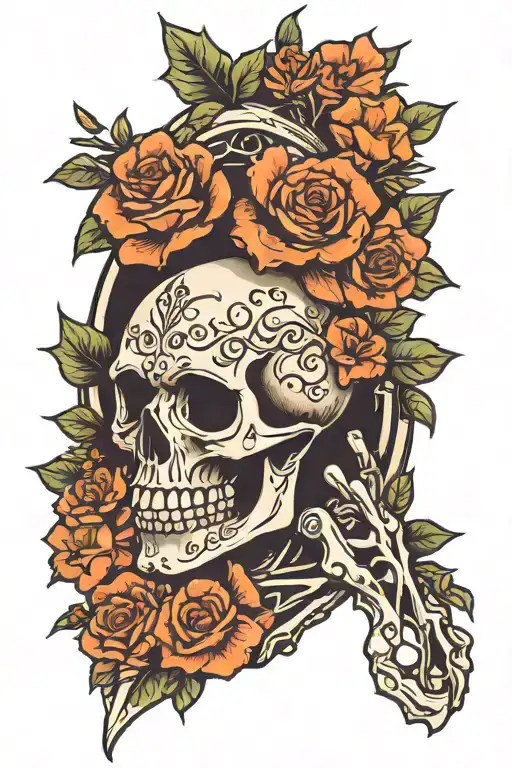 Skeleton Arm With Flowers