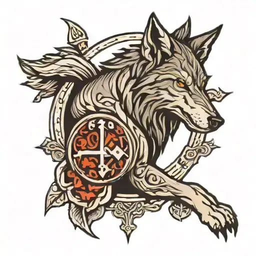 Scandinavian Rune Shoulder Arm Life Death Wolf