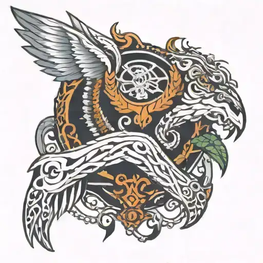 Leftt Arm Chain Wrapped To Chest Tattoo And Left Back Wing