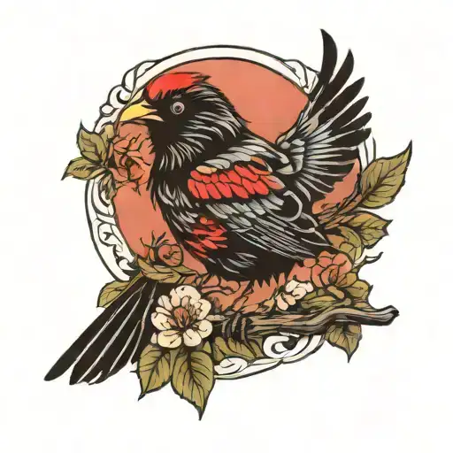 Red Winged Black Bird Sitting