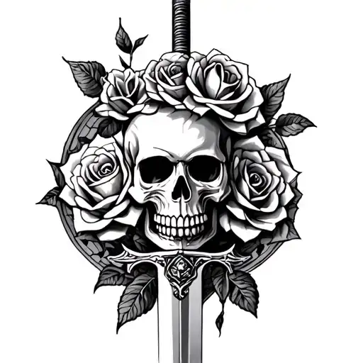 Skull Sword Spiderweb Roses Snakes