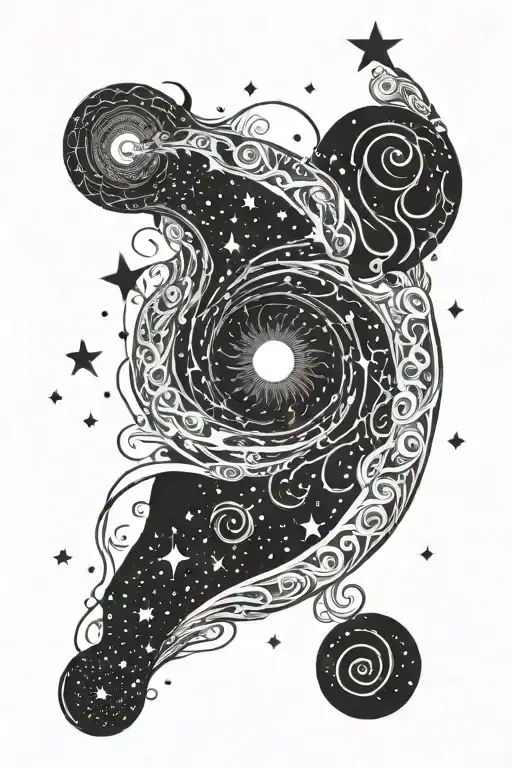 Black Hole Sucking Constilation Of Stars Forming The Shape Of A Spiral