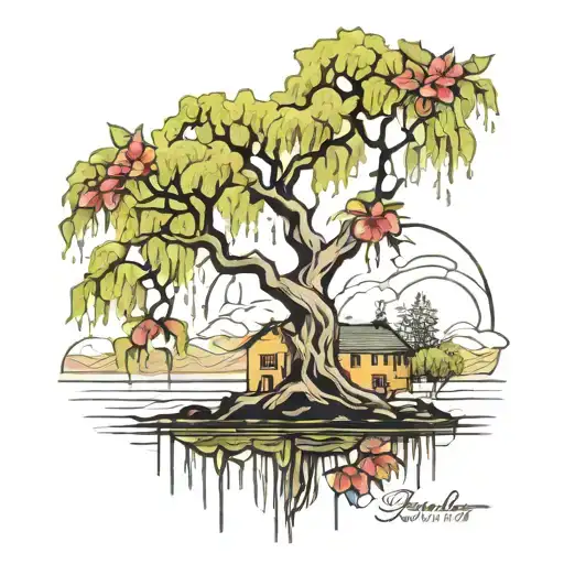 Willow Tree By Paco River With Lillys